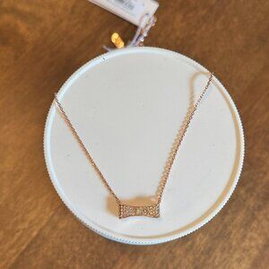 Kate spade Ready Set Bow Pave Mini Pendant Necklace - Rose Gold - NEW